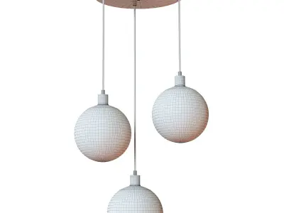 SCREW three sphere pendant light in brass with glass globes 3D model