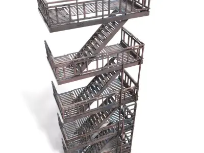 Fire escape -  game ready - pbr Low-poly 3D model