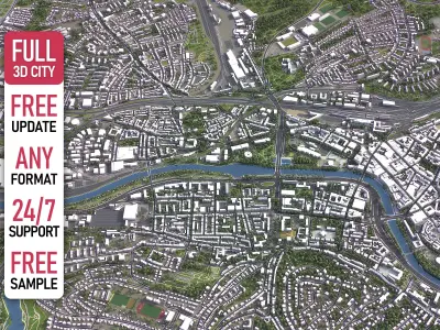 Saarbrucken - 3D City Model Low-poly 3D model