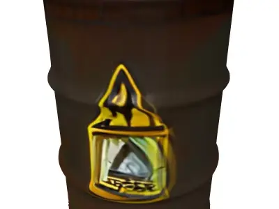 Rusty Damaged Industrial Barrel Prop Low-poly 3D model