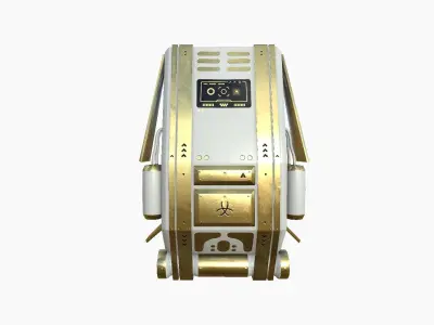 SciFi Backpack F04 White Gold - Fashion Character Design Low-poly 3D model