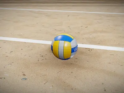 Volleyball Net with Volleyball Low-poly 3D model