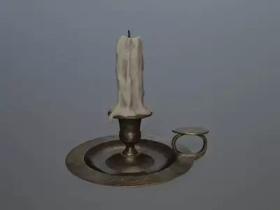 Candlestick candle Low-poly 3D model