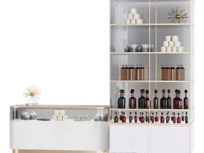 Retail unit with display case and shelving Marble and Brass 3D model
