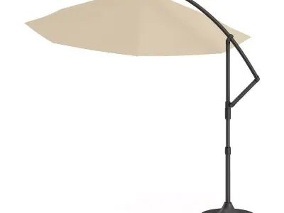 Round Beige Sunshade Umbrella 2 3D model