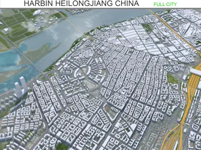 Harbin Heilongjiang China 90km Low-poly 3D model