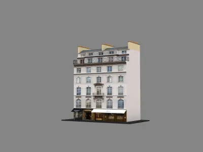 Typical Parisian Apartment Building 11 Low-poly 3D model
