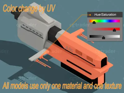 Low Poly Space Ship Isometric Icon Low-poly 3D model