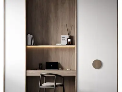 Workplace 8 desks and wardrobes for spaces 3D model