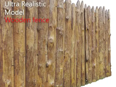 Wooden Old Fence Scan Low-poly 3D model
