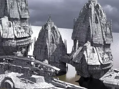 Jupiter alien Temple Monoliths Kit bash 3D model