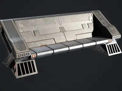 10 Sci-fi Bench Game Ready Low-poly 3D model
