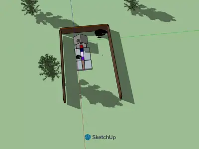 Small Modern House with Yard and Terrace- SketchUp Model 3D model