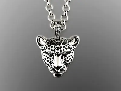 Jewelry Light Leopard Pendant with Enamel 0076 V3-1 3dm Stl Fbx 3D print model