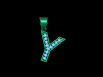 Pendant Y letter with diamonds 3D print model