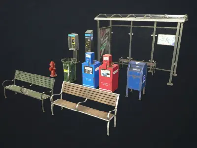 Street Elements Collection 2 Low-poly 3D model