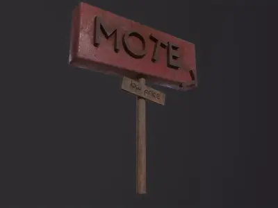 Motelsign Post Apocalypse 3D Model Low-poly 3D model