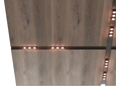 Wooden suspended ceiling with lighting 37 3D model