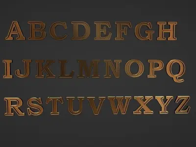 inset gold silver  A to Z pendant jewelry letter initial text  3D print model