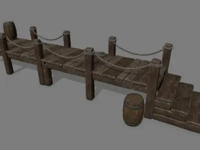 wooden pier Low-poly 3D model