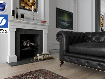 Living Room - Vray6 - C4D 3D model