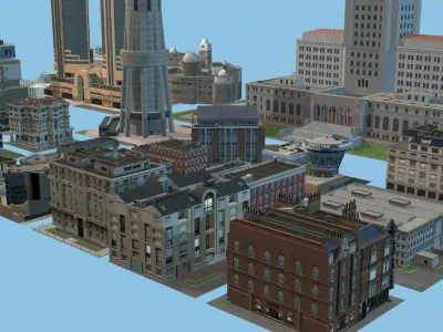 Low Poly City Buildings Set 01 - 24 Buildings 3D model