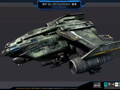 Black Hawk Bomber - B3 Low-poly 3D model