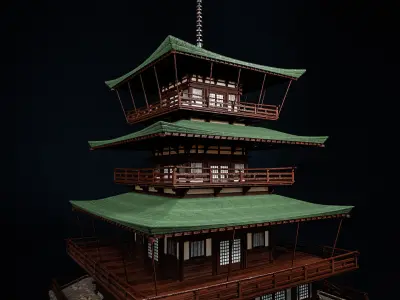 JAPANESE TEMPLE Low-poly 3D model