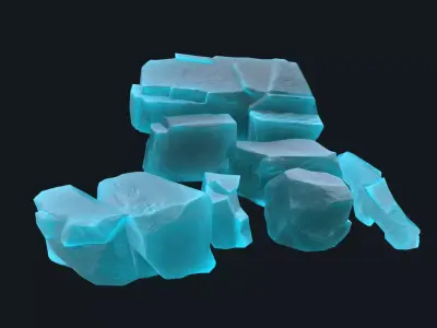 Ice Rocks Set Low-poly 3D model