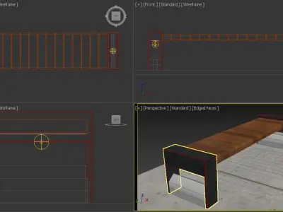 Bench made of wood and metal Free low-poly 3D model