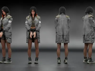 CYBERPUNK WOMEN FULL RIGGING Low-poly 3D model