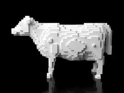 Cow Minecraft Voxel Low-poly 3D model