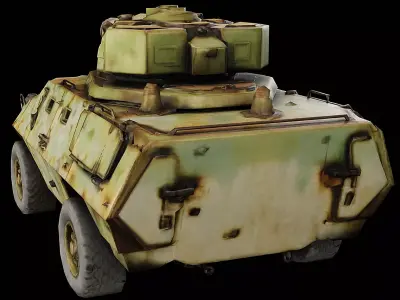 Armored Recon Vehicle Weathered Military APC Game Ready PBR Low-poly 3D model