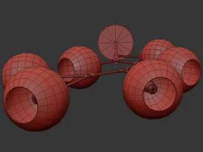 Neutron 8 chandelier with five glass balls hanging from it 3D model