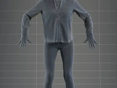 Rigged senior lady in casual clothing Low-poly 3D model