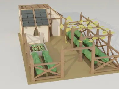 Elf Village pack Low-poly 3D model