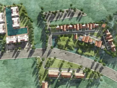 Housing Society Development Design along beach 3D model