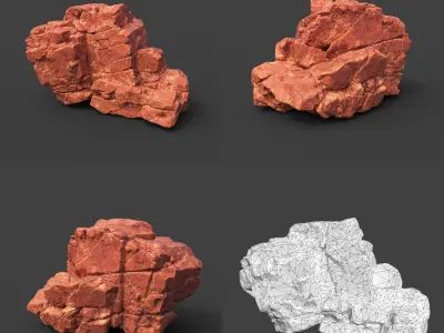Low poly Sandstone Cracked Rock 220124 Low-poly 3D model