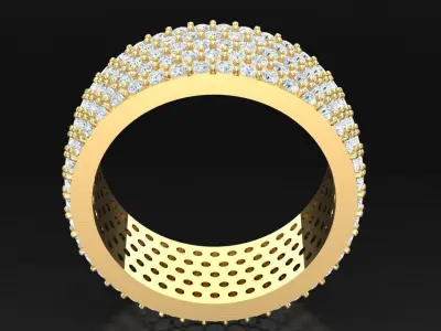 Light Gold Diamond Men Ring 2MR077 3D model