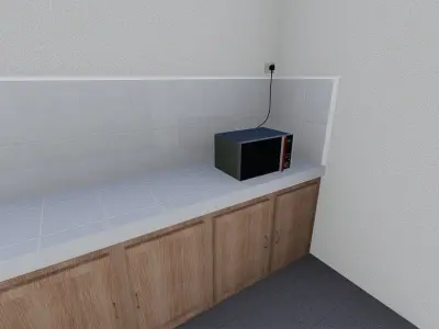 Microwave oven in kitchen 3D model