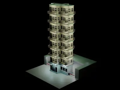 Hotel Lt8 lowpoly Low-poly 3D model