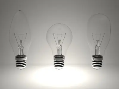 Bulbs three light in row 3D model