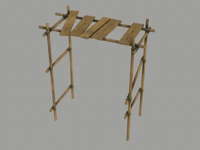 Modular Wooden Scaffold PBR Low-poly 3D model
