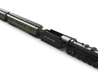  Full Detailed Steam Train With Interior 