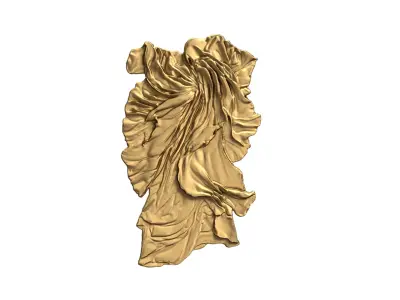 Golden Flowing Fabric decor set wall mural 3D Model for CNC  3D print model