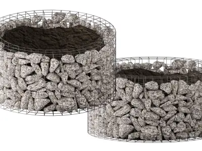 Gabion Flowerpot made of granite 3D model