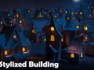 Stylized Building-Base Mesh Low-poly 3D model