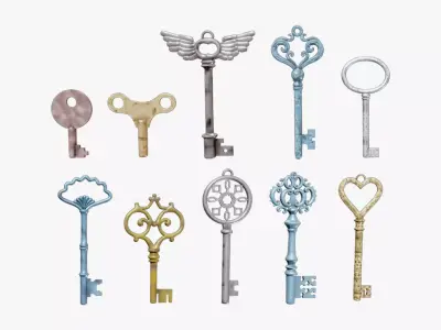 Keys Pack Rusty Version - 10 in 1 3D model
