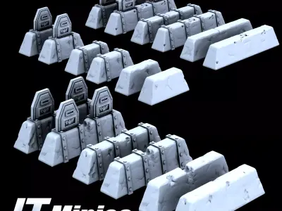 Imperial Barricades 18-Piece Set Grimdark Themed 3D print model
