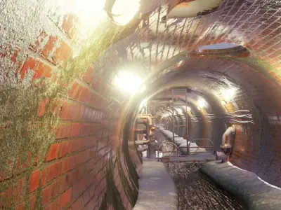 Sewer tunnel Low-poly 3D model